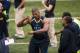Missouri defensive lineman Michael Sam, center, dances as he jokes with teammates during pro day for NFL football representatives Thursday, March 20, 2014, in Columbia, Mo. (AP Photo/L.G. Patterson)