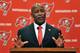 TAMPA, FL - JANUARY 6: Lovie Smith speaks as he is introduced as the new coach of Tampa Bay Buccaneers at a press conference January 6, 2014 at at the team training center in Tampa, Florida. (Photo by Al Messerschmidt/Getty Images)