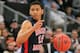 Robert Morris guard Karvel Anderson (15) dribbles the ball against Providence during the second half of an NCAA college basketball game in the second round of the NIT in Providence, R.I., Monday, March 25, 2013. Providence defeated Robert Morris 77-68. (AP Photo/Stew Milne)