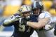 Pittsburgh defensive lineman Aaron Donald (97) in action in an NCAA football game between Pittsburgh and North Carolina, Saturday, Nov. 16, 2013 in Pittsburgh. (AP Photo/Keith Srakocic)