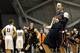 Princeton's Ian Hummer, right, and T.J. Bray, rear, celebrate at the end of the second half of an NCAA college basketball game against Harvard in Princeton, N.J., Saturday, Feb. 11, 2012. Princeton won 70-62. (AP Photo/Mel Evans)