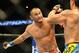 Feb 23, 2013; Anaheim, CA, USA; Lyoto Machida (blue shorts) and Dan Henderson (white shorts) during their UFC heavyweight bout at the Honda Center. Mandatory Credit: Jayne Kamin-Oncea-USA TODAY Sports