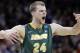North Dakota State's Taylor Braun celebrates after Thursday's overtime win against Oklahoma