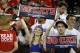 Arizona Wildcat fans show their spirit against Utah in the first half of an NCAA college football game, Saturday, Oct. 19, 2013 in Tucson, Ariz. Arizona won 35 - 24. (AP Photo/Wily Low)