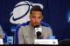 Mar 20, 2014; Raleigh, NC, USA; Memphis Tigers guard Michael Dixon Jr. (11) speaks during a press conference during practice before the second round of the 2014 NCAA Tournament at PNC Arena. Mandatory Credit: Rob Kinnan-USA TODAY Sports