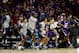 SAN DIEGO, CA - MARCH 21: The Stephen F. Austin Lumberjacks bench runs on to the court to celebrate their 77-75 overtime win against the Virginia Commonwealth Rams during the second round of the 2014 NCAA Men's Basketball Tournament at Viejas Arena on March 21, 2014 in San Diego, California. (Photo by Jeff Gross/Getty Images)