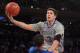 Mar 13, 2014; New York, NY, USA; Creighton Bluejays forward Doug McDermott (3) drives on DePaul Blue Demons guard Billy Garrett Jr. (5) during the first half of a game in the second round of the Big East college basketball tournament at Madison Square Garden. Mandatory Credit: Brad Penner-USA TODAY Sports