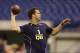 Central Florida quarterback Blake Bortles throws during a drill at the NFL football scouting combine in Indianapolis, Sunday, Feb. 23, 2014. (AP Photo/Michael Conroy)