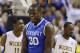 Kentucky forward Julius Randle (30) celebrates against Wichita State during the second half of a third-round game of the NCAA college basketball tournament Sunday, March 23, 2014, in St. Louis. (AP Photo/Jeff Roberson)