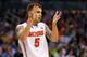 ORLANDO, FL - MARCH 22: Scottie Wilbekin #5 of the Florida Gators reacts in the second half while taking on the Pittsburgh Panthers during the third round of the 2014 NCAA Men's Basketball Tournament at Amway Center on March 22, 2014 in Orlando, Florida. (Photo by Kevin C. Cox/Getty Images)
