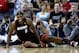 Miami Heat forward LeBron James reacts after falling to the ground during the second half of an NBA basketball game against the New Orleans Pelicans in New Orleans, Saturday, March 22, 2014. The Pelicans won 105-95. (AP Photo/Jonathan Bachman)