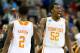 RALEIGH, NC - MARCH 23: Antonio Barton #2 and Jordan McRae #52 of the Tennessee Volunteers celebrate late in the game against the Mercer Bears during the third round of the 2014 NCAA Men's Basketball Tournament at PNC Arena on March 23, 2014 in Raleigh, North Carolina. (Photo by Streeter Lecka/Getty Images)