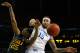 ATLANTA, GA - MARCH 14: Willie Cauley-Stein #15 of the Kentucky Wildcats blocks a shot by Jordan Mickey #25 of the LSU Tigers during the quarterfinals of the SEC Men's Basketball Tournament at Georgia Dome on March 14, 2014 in Atlanta, Georgia. (Photo by Kevin C. Cox/Getty Images)