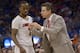 Louisville coach Rick Pitino yells at Louisville guard Russ Smith (2) during the second half in a third-round game in the NCAA college basketball tournament against Saint Louis, Saturday, March 22, 2014, in Orlando, Fla. (AP Photo/Phelan M. Ebenhack)