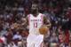 Oct 30, 2013; Houston, TX, USA; Houston Rockets shooting guard James Harden (13) controls the ball during the first quarter against the Charlotte Bobcats at Toyota Center. Mandatory Credit: Troy Taormina-USA TODAY Sports