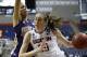 Mar 23, 2014; Storrs, CT, USA; Connecticut Huskies forward Breanna Stewart (30) dribbles the ball around Prairie View A&M Lady Panthers forward Asha Hampton-Finch (44) in the second half of a women's college basketball game in the first round of the NCAA Tournament at Gampel Pavilion. The Huskies won 87-44. Mandatory Credit: David Butler II-USA TODAY Sports