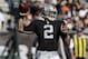 Oakland Raiders quarterback Terrelle Pryor (2) against the Denver Broncos during an NFL football game in Oakland, Calif., Sunday, Dec. 29, 2013. (AP Photo/Tony Avelar)