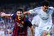 BARCELONA, SPAIN - OCTOBER 26: Lionel Messi of FC Barcelona duels for the ball with Pepe of Real Madrid CF during the La Liga match between FC Barcelona and Real Madrid CF at Camp Nou on October 26, 2013 in Barcelona, Spain. (Photo by David Ramos/Getty Images)