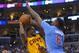 Mar 16, 2014; Los Angeles, CA, USA; Cleveland Cavaliers guard Dion Waiters (3) is fouled by Los Angeles Clippers center DeAndre Jordan (6) as he drives to the hoop during second quarter action at Staples Center. Mandatory Credit: Robert Hanashiro-USA TODAY Sports