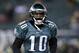 Philadelphia Eagles' DeSean Jackson warms up before an NFL wild-card playoff football game against the New Orleans Saints, Saturday, Jan. 4, 2014, in Philadelphia. (AP Photo/Michael Perez)