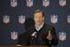 NFL Commissioner Roger Goodell answers questions during a news conference at the NFL football annual meeting in Orlando, Fla., Wednesday, March 26, 2014. (AP Photo/John Raoux)
