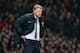 MANCHESTER, ENGLAND - MARCH 25: Manchester United Manager David Moyes reacts during the Barclays Premier League match between Manchester United and Manchester City at Old Trafford on March 25, 2014 in Manchester, England. (Photo by Alex Livesey/Getty Images)