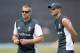 CHITTAGONG, BANGLADESH - MARCH 26: England captain Stuart Broad speaks with coach Ashley Giles during a nets session at Zahur Ahmed Chowdhury Stadium on March 26, 2014 in Chittagong, Bangladesh. (Photo by Gareth Copley/Getty Images)