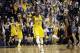 Indiana Pacers center Roy Hibbert (55) reacts after defeating the Miami Heat in an NBA basketball game in Indianapolis, Wednesday, March 26, 2014. The Pacers won 84-83. (AP Photo/AJ Mast)