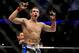 Apr 21, 2012; Atlanta, GA, USA; Rory MacDonald celebrates beating Chad Mills in a welterweight bout during UFC 145 at Philips Arena. MacDonald won the bout by technical knock out. Mandatory Credit: Paul Abell-USA TODAY Sports
