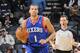SAN ANTONIO, TX - March 24: Michael Carter-Williams of the Philadelphia 76ers handles the ball against the San Antonio Spurs at the AT&T Center on March 24, 2014 in San Antonio, Texas. NOTE TO USER: User expressly acknowledges and agrees that, by downloading and or using this photograph, user is consenting to the terms and conditions of the Getty Images License Agreement. Mandatory Copyright Notice: Copyright 2014 NBAE (Photos by D. Clarke Evans/NBAE via Getty Images)