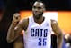 Mar 24, 2014; Charlotte, NC, USA; Charlotte Bobcats center Al Jefferson (25) in a time out during the second half of the game against the Houston Rockets at Time Warner Cable Arena. Rockets win 100-89. Mandatory Credit: Sam Sharpe-USA TODAY Sports