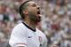 United States' Clint Dempsey (8) celebrates his go-ahead goal during the second half of a World Cup warm-up soccer match against Turkey, Saturday, May 29, 2010, in Philadelphia. The United States won 2-1. (AP Photo/Mel Evans)