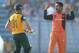 CHITTAGONG, BANGLADESH - MARCH 27: Ahsan Malik of the Netherlands celebrates dismissing Albie Morkel of South Africa during the ICC World Twenty20 Bangladesh 2014 Group 1 match between South Africa and the Netherlands at Zahur Ahmed Chowdhury Stadium on March 27, 2014 in Chittagong, Bangladesh. (Photo by Gareth Copley/Getty Images)