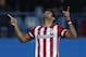 Atletico's Diego Costa celebrates his goal during a Spanish La Liga soccer match between Atletico Madrid and Granada at the Vicente Calderon stadium in Madrid, Spain, Wednesday, March 26, 2014. (AP Photo/Andres Kudacki)