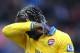 Arsenal's Bacary Sagna leaves the field after the English Premier League soccer match between Stoke City and Arsenal at Britannia Stadium in Stoke On Trent, England, Saturday, March 1, 2014. (AP Photo/Rui Vieira)