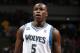 MINNEAPOLIS, MN - DECEMBER 7: Gorgui Dieng #5 of the Minnesota Timberwolves gets ready to shoot a foul shot against the Miami Heat during the game on December 7, 2013 at Target Center in Minneapolis, Minnesota. NOTE TO USER: User expressly acknowledges and agrees that, by downloading and or using this Photograph, user is consenting to the terms and conditions of the Getty Images License Agreement. Mandatory Copyright Notice: Copyright 2013 NBAE (Photo by David Sherman/NBAE via Getty Images)