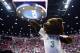 Mar 23, 2014; San Diego, CA, USA; UCLA Bruins mascot performs in the second half of a men's college basketball game during the third round of the 2014 NCAA Tournament against the Stephen F. Austin Lumberjacks at Viejas Arena. Mandatory Credit: Christopher Hanewinckel-USA TODAY Sports