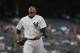 New York Yankees relief pitcher Cesar Cabral reacts while coming off the mound during the eighth inning of the baseball game against the Chicago White Sox at Yankee Stadium Monday, Sept. 2, 2013 in New York. Cabral made his major league debut and the Yankees beat the White Sox 9-1. (AP Photo/Seth Wenig)