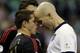 Mexico's Javier Hernandez, left, and United States' Michael Bradley confront each other at the end of a 2014 World Cup qualifying match at the Aztec stadium in Mexico City, Tuesday, March 26, 2013. The match ended 0-0. (AP Photo/Eduardo Verdugo)