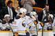 NASHVILLE, TN - MARCH 27: Head coach Ted Nolan of the Buffalo Sabres directs his team during a timeout in a game against the Nashville Predators at Bridgestone Arena on March 27, 2014 in Nashville, Tennessee. (Photo by Frederick Breedon/Getty Images)