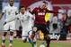 Nuremberg's Josip Drmic of Switzerland, right, and Bayern's Thiago Alcantara of Spain challenge for the ball during a German first division soccer match between 1.FC Nuremberg and Bayern Munich in Nuremberg, Germany, Saturday, Feb. 8, 2014. (AP Photo/Michael Probst)