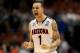 ANAHEIM, CA - MARCH 27: Gabe York #1 of the Arizona Wildcats celebrates in the second half while taking on the San Diego State Aztecs during the regional semifinal of the 2014 NCAA Men's Basketball Tournament at the Honda Center on March 27, 2014 in Anaheim, California. (Photo by Jeff Gross/Getty Images)