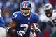 EAST RUTHERFORD, NJ - JANUARY 11: Derrick Ward #34 of the New York Giants runs the ball against the Philadelphia Eagles during the NFC Divisional Playoff Game on January 11, 2009 at Giants Stadium in East Rutherford, New Jersey. The Eagles defeated the Giants 23 -11. (Photo by Chris McGrath/Getty Images)