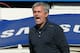 Chelsea's manager Jose Mourinho watches his team play during their English Premier League soccer match between Chelsea and Arsenal at Stamford Bridge stadium in London, Saturday, March 22, 2014. (AP Photo/Alastair Grant)