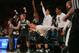 Mar 28, 2014; New York, NY, USA; The Michigan State Spartans bench reacts during the second half against the Virginia Cavaliers in the semifinals of the east regional of the 2014 NCAA Mens Basketball Championship tournament at Madison Square Garden. Mandatory Credit: Adam Hunger-USA TODAY Sports