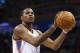 Oklahoma City Thunder forward Kevin Durant (35) shoots a foul shot in the third quarter of an NBA basketball game in Oklahoma City, Monday, March 24, 2014. Oklahoma City won 117-96.(AP Photo/Sue Ogrocki)