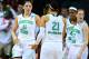 Baylor guard Odyssey Sims, left, and Chardonae Fuqua' talk while waiting for practice Sunday, March 30, 2014, in their locker room in preparation for the NCAA women's college basketball tournament regional final game against Notre Dame on Monday in South Bend, Ind. (AP Photo/Paul Sancya)