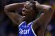 INDIANAPOLIS, IN - MARCH 30: Julius Randle #30 of the Kentucky Wildcats celebrates after defeating the Michigan Wolverines 75 to 72 in the midwest regional final of the 2014 NCAA Men's Basketball Tournament at Lucas Oil Stadium on March 30, 2014 in Indianapolis, Indiana. (Photo by Jonathan Daniel/Getty Images)