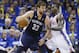 Memphis Grizzlies center Marc Gasol (33) drives around Oklahoma City Thunder center Kendrick Perkins (5) during Game 1 of their Western Conference Semifinals NBA basketball playoff series in Oklahoma City, Sunday, May 5, 2013. Oklahoma City won 93-91. (AP Photo/Sue Ogrocki)