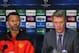 MANCHESTER, ENGLAND - MARCH 31: David Moyes the manager of Manchester United and Ryan Giggs face the media during a press conference at Old Trafford on March 31, 2014 in Manchester, England. (Photo by Alex Livesey/Getty Images)